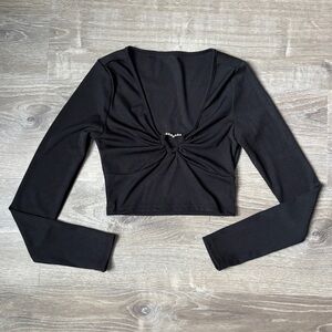 Black Long Sleeve Crop Top
